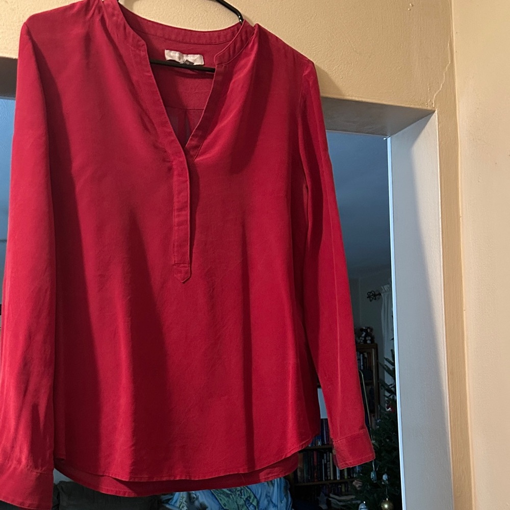 Banana Republic Red Silk Blouse